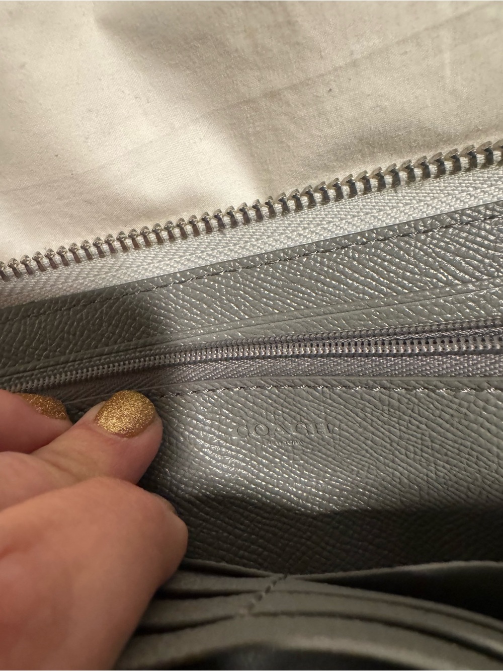 Coach Silver Saffiano Zip Wallet - Picture 4 of 4
